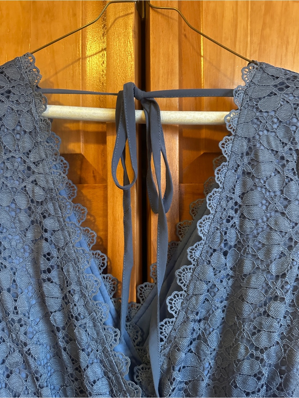 Baltic Born Lace V-Neck Maxi Dress in Navy- Small - Picture 7 of 9
